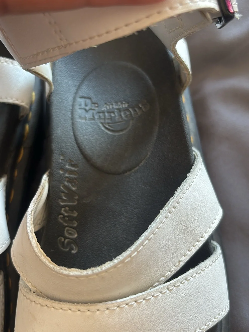 Dr. Martens White Triple-Strap Sandals with Black Soles